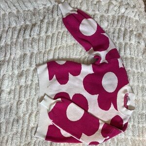 Pink and White Floral Sweater